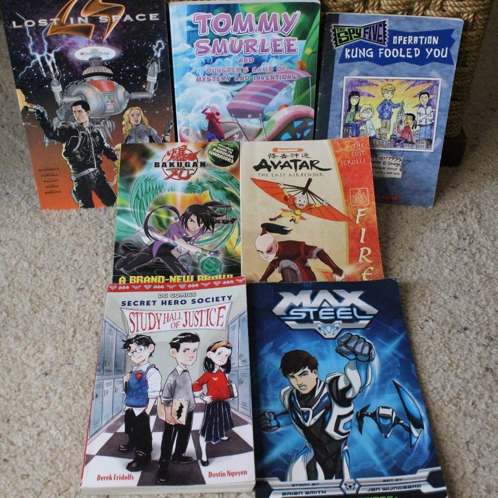 7pc Kids Graphic Novel Book Lot Avatar DC Secret Hero Society Bakugan Max Steel